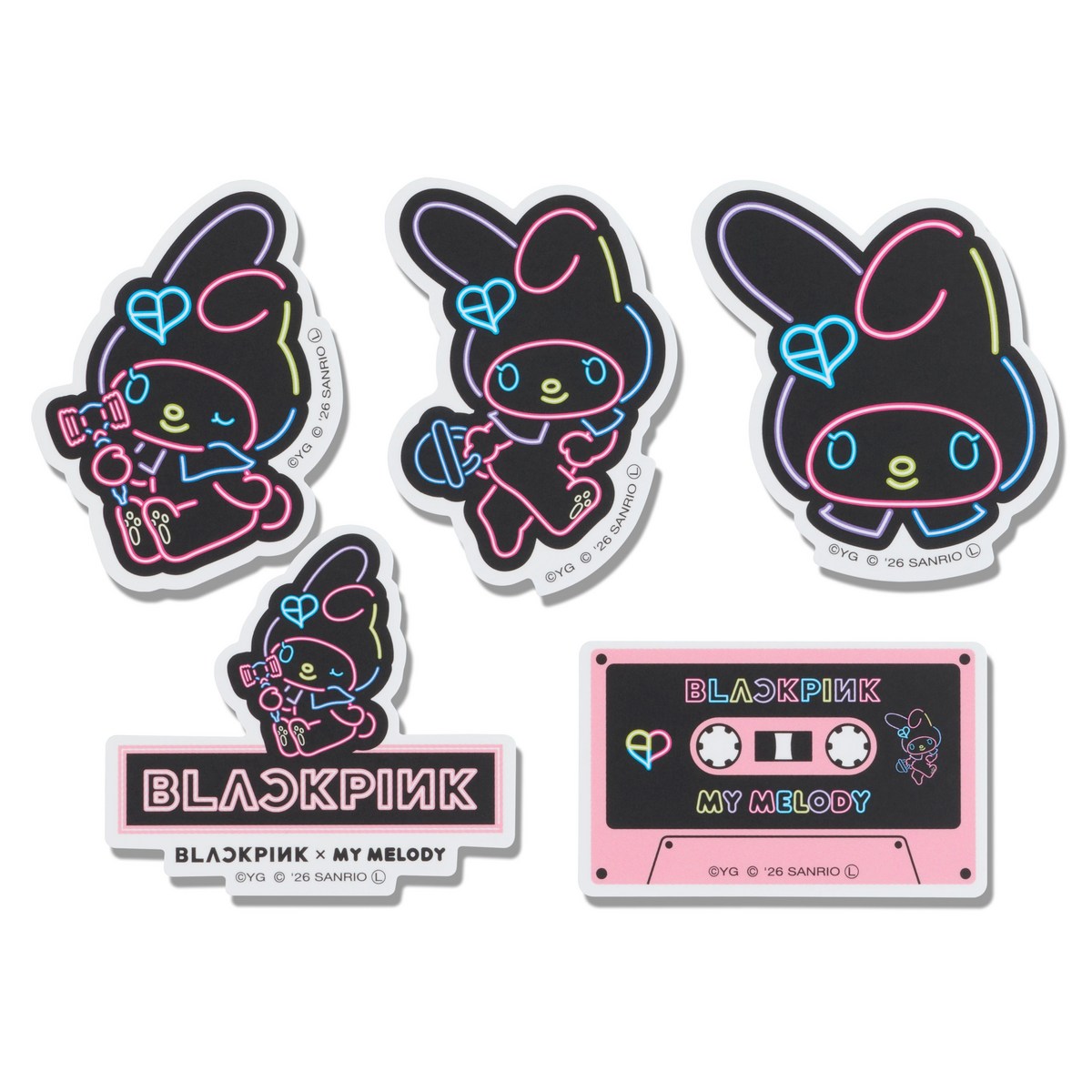 BLACKPINK x My Melody Collab MD Sticker Set of 5 (Neon)